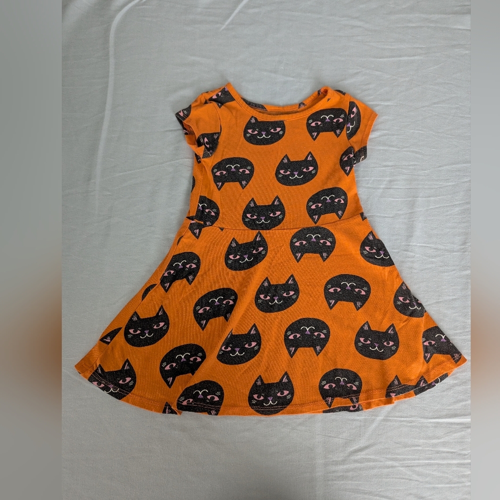 Cat & Jack Orange Dress with Black Cat Design